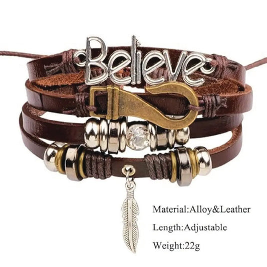 Sanathan Shining Believe Fashion Genuine Leather Bracelet SANATHAN